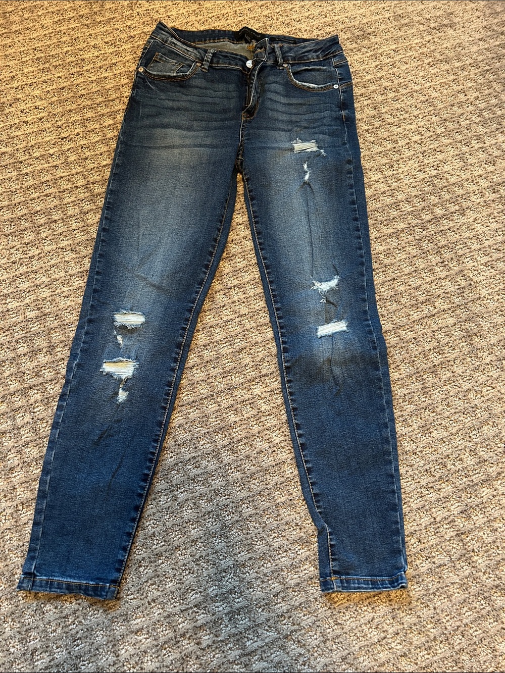 Kendall & Kylie Dark Blue Ripped Skinny Jeans